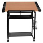 Flash Furniture Adjustable Drawing & Drafting Table with Black Frame & Dual Wheel Casters-Multipurpose Draft Table