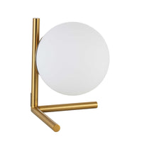 Dainolite Folgar Contemporary Incandescent Table Lamp - 1 Light - Aged Brass with Opal Glass-Adds a Unique Touch to any Space