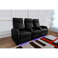 Valencia Syracuse Top Grain Leather LED Power Home Theatre Seating, Row of 3 Seats, Black (3-BLK-P)-Wrapped in Premium Top Grain 9000 Leather, extremely supple and ultra durable, for the ultimate experience in luxury