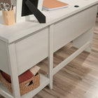 Sauder 47"W Summit Station L-Desk - Glacier Oak-Cord management includes two desktop grommets which provide a convenient path for cord access