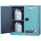 Justrite ChemCor Lined Acid/Corrosive Storage Cabinets, 2 Doors, Manual, 43" x 18" x 65"-100% seamless liner on all interior walls, ceiling, sump, inside doors and shelves protects exposed cabinet surfaces without gaps
