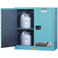 Justrite ChemCor Lined Acid/Corrosive Storage Cabinets, 2 Doors, Manual, 43" x 18" x 65"-100% seamless liner on all interior walls, ceiling, sump, inside doors and shelves protects exposed cabinet surfaces without gaps