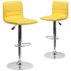 Flash Furniture – Tabouret de bar de 16 x 19 po en vinyle avec base chromée, hauteur réglable, jaune-Ensemble de 2 tabourets de style contemporain