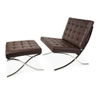 Nicer Furniture Pavilion Chair with Ottoman - Dark Brown-Upholstered in top grain genuine Italian leather