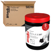 WypAll Power Clean ProScrub Pre-Saturated Wipes - Dual Action Cleaning - 50 Sheets/Canister-50 Sheets/Canister (9.5" x 12" each)
