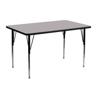 Flash Furniture 24"W x 48"L Rectangular Grey Thermal Laminate Activity Table - Standard Height Adjustable Legs-Popular Rectangular Activity Table