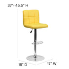 Flash Furniture – Tabouret de bar matelassé ajustable en vinyle jaune et à pied chromé (DS810MODYEL)-Siège réglable en hauteur par vérin à gaz