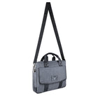 Vangoddy Chrono 12" Laptop Messenger Bag - Crossover - Grey-Personalized VanGoddy polished chrome hardware and PU leather accents