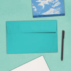 JAM Paper A10 Invitation Envelopes, 6 x 9.5, Brite Hue Sea Blue Recycled, 100 Pack (70249g)-Opening: Booklet