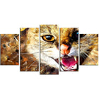 Designart Hissing Cat Canvas Art Print, 5 Panels, (PT2335-373)-Print