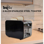 Total Chef 2-Slice Stainless Steel Toaster-Sleek black and stainless steel exterior suits any kitchen design or decor