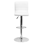 Flash Furniture Contemporary Vinyl Adjustable Height Barstool with Horizontal Stitch Back & Chrome Base - White-Contemporary Style Stool