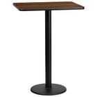 Flash Furniture 24'' x 30'' Rectangular Laminate Table Top, Walnut with 18'' Round Bar-Height Table Base (XUWA2430TR18B)-Bar Height Hospitality Table