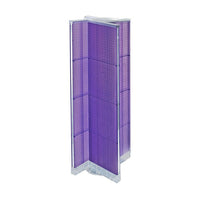 Azar Displays 16"W x 60"H 4-Sided Pinwheel Pegboard Display with Revolving Base. Translucent Purple (700420-PUR)-Includes four panels & Acrylic Sign Holder strip and stands on a 20" revolving base
