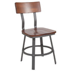 Flash Furniture Flint Series Rustic Walnut Restaurant Chair with Wood Seat & Back & Grey Powder Coat Frame-500 lb. Weight Capacity
