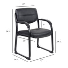 Nicer Furniture Sled Base Side Guest Chair with Arms - Black Leather-7