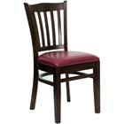 Flash Furniture HERCULES Series Vertical Slat Back Walnut Wood Restaurant Chair - Burgundy Vinyl Seat-800 lb. Weight Capacity
