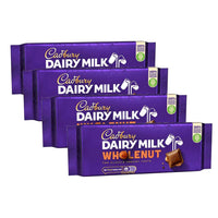 Cadbury UK Dairy Milk Whole Nut Bar - 180g - 4 Pack-Creamy British Cadbury milk chocolate with whole hazelnuts