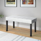 CorLiving LMY-110-O California 24 Panel Bench, Leatherette, White-Dark Espresso stained legs