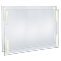 Azar Self Adhesive Acrylic Wall Sign Landscape/Horizontal Holder Frame - 22" W x 17" H - Clear - 2 Pack-Sold in Packs of: 2