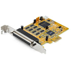 StarTech 8-Port PCI Express RS232 Serial Adapter Card - PCIe RS232 Serial Card - Windows & Linux-8 PORT SERIAL CARD: Serial controller card with  16C1050 UART based on the Systembase SB16C1058PCI, with 15kV ESD, 8x DB9 ports, bi-directional RS232 speeds up to 921.6Kbps per port & 256 byte FIFO buffer, Upgraded version of our popular card PEX8S952