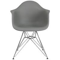 Flash Furniture - Chaise en plastique gris Moss de la série Alonza avec base chromée-Chaise d'appoint latérale