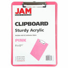 JAM Paper Standard Plastic Clipboard - Pink - 12 Pack-Size: Letter (9 x 12.5 inches). Easy to stack and organize. Fits in most bags, backpacks, and brief cases.