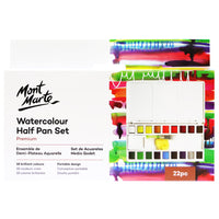 Mont Marte 22-Piece Watercolour Paint Half-Pan Set-Watercolour Half Pan Set is perfect for beginners to advanced artists