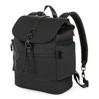 Bugatti Edition 22 Backpack - Vegan Leather - Black (BKP2267BU-Black)-Black waterproof/Weather-Resistant rubberized vegan leather