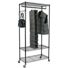 Oceanstar GRS1514 Garment Rack with Adjustable Shelves with Hooks, Black-4 heavy duty caster wheels (2 with brakes) for easy transportation to the desired area