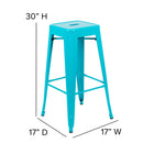 Flash Furniture 30" Bar Stool - Stackable - Teal - 4 Pack (4ET3132030TLR)-Weight Capacity: 440 lb.