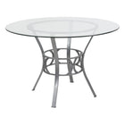 Flash Furniture - Table à manger Carlisle en verre ronde de 45 po avec cadre en métal argenté-Surface en verre trempé transparent