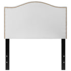 Flash Furniture Lexington Upholstered Twin Size Headboard with Accent Nail Trim - White Fabric-Transitional Style