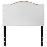 Flash Furniture Lexington Upholstered Twin Size Headboard with Accent Nail Trim - White Fabric-Transitional Style