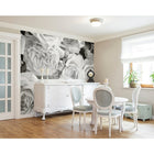 ohpopsi Grey Petals Wall Mural, White-Paste not included