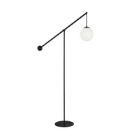 Dainolite Holly Transitional Incandescent Floor Lamp - 1 Light - Matte Black with Opal Glass-Matte Black