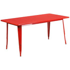 Flash Furniture 31.5'' x 63'' Rectangular Red Metal Indoor-Outdoor Table Set with 4 Stack Chairs (ET-CT005-4-30-RED-GG)-31.50"W x 63"D x 29.50"H
