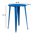 Table ronde 30 po en métal bleu à hauteur de bar, intérieur/extérieur (CH-51090-40-BL-GG)-30 larg. x 30 prof. x 41 haut. (po)