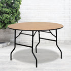 Flash Furniture 48" Round Wood Folding Banquet Table with Clear Coated Finished Top-Black T-Mold Edge Band