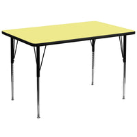 Flash Furniture 36''W x 72''L Rectangle Activity Table with Thermal Fused Top and Standard Height Adjustable Legs, Yellow-Yellow Laminate