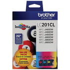 Brother LC201 Colour Ink Cartridges, 3 Pack-Includes 3 colour ink cartridges in cyan, magenta and yellow
