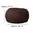 Flash Furniture Oversized Solid Brown Bean Bag Chair-Spot Clean with Damp Cloth