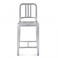 Nicer Furniture Aluminum Navy Counter Stool-Curved seat, designed to accommodate long hours of use without physical strain.