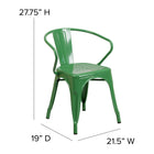 Flash Furniture Green Metal Indoor-Outdoor Chair with Arms-Galvanized Steel Construction