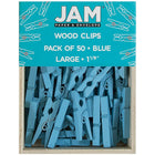 Jam Paper – Pince épingle à linge en bois, moyenne, 1 1/8, bleu, 2 paquets de 50, total de 100 (230726776a)-1,125 po