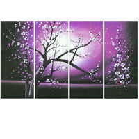 Designart Blossoming in the Moonlight, 4 Piece Wall Art Canvas, (PT271-PINK)-Print