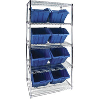 Kleton Heavy-Duty Wire Shelving Units With Storage Bins, 5 Tiers, 36"W x 74" H x 24" D-Depth: 24"