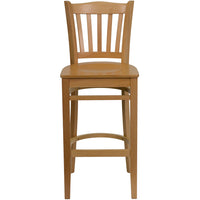 Flash Furniture HERCULES Series Vertical Slat Back Natural Wood Restaurant Barstool-Wood Dining Bar Stool