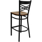Flash Furniture – Tabouret de bar pour restaurant HERCULES en métal noir, dossier à traverses en « X », assise en cerisier-Siège en bois fini cerisier