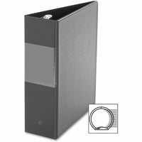 Davis Smaller Size Round-Ring Binder, 5" x 8-1/2", 2", Black-Round ringMade with sturdy suede material with inside pocket and label holder on spine
